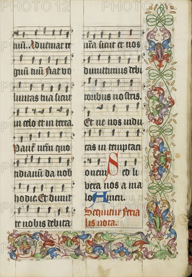 Decorated Text Page; Westphalia, Germany; about 1500 - 1505; Tempera colors, gold paint, and ink on parchment; Leaf: 38.7 x 27.9