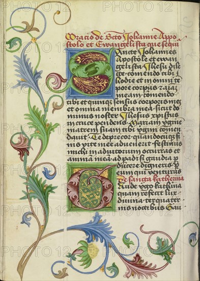 Decorated Initial S; Decorated Initial G; Workshop of Valentine Noh, Bohemian, active 1470s, Prague, Bohemia, Czech Republic