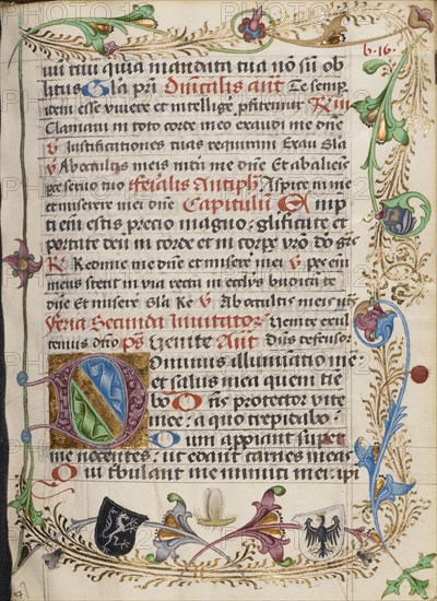 Decorated Initial D; Salzburg, Austria; about 1485; Tempera colors, gold leaf, and ink on parchment; Leaf: 17.6 x 13 cm