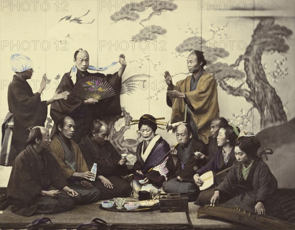 A Social Meal; Felice Beato, 1832 - 1909, Japan; 1866 - 1867; Hand-colored Albumen silver print