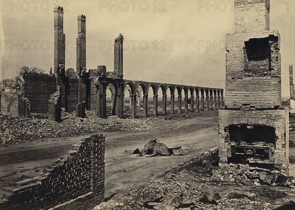 Ruins of the Railroad Depot, Charleston, South Carolina; George N. Barnard, American, 1819 - 1902, negative about 1865; print