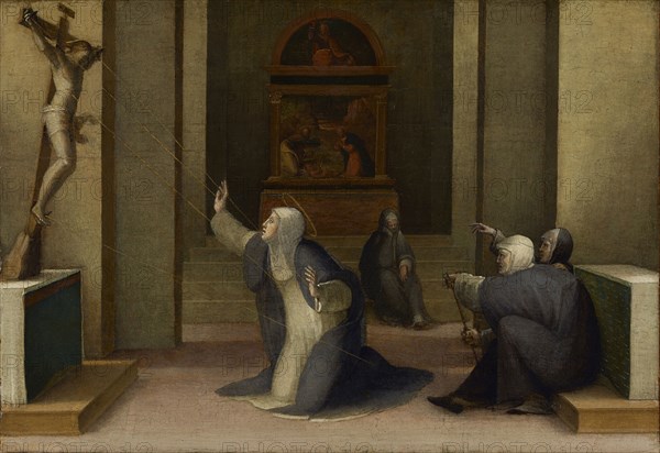 Saint Catherine of Siena Receiving the Stigmata; Domenico Beccafumi, Italian, 1484 - 1551, Italy; about 1513 - 1515