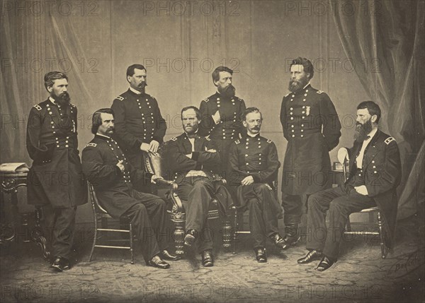 Sherman and His Generals; George N. Barnard, American, 1819 - 1902, New York, United States; negative about 1865; print 1866