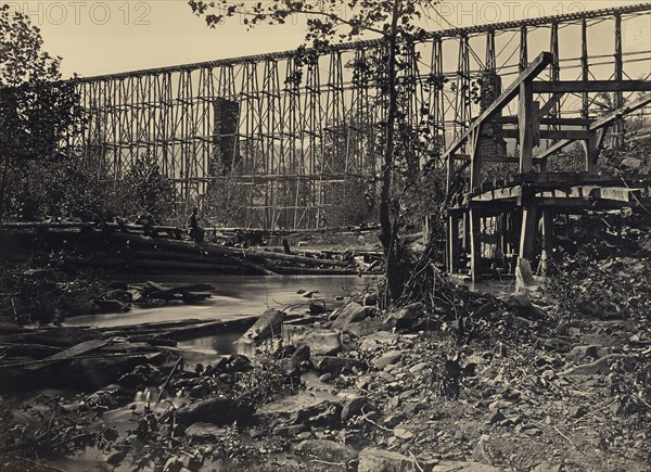 Trestle Bridge at Whiteside; George N. Barnard, American, 1819 - 1902, New York, United States; negative about 1865; print 1866