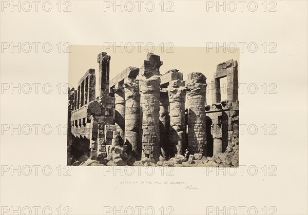 Exterior of the Hall of Columns, Karnac; Francis Frith, English, 1822 - 1898, Luxor, Egypt; 1857; Albumen silver print