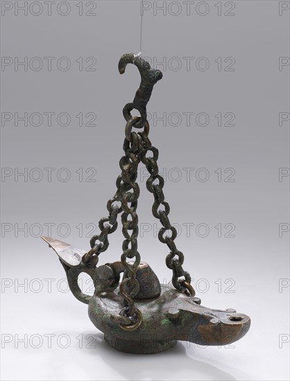 Roman Lamp; Roman Empire; 1st century B.C. - 1st century A.D; Bronze; 24 cm, 9 7,16 in