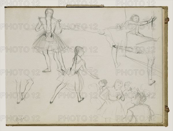 Ballet Dancers Rehearsing; Edgar Degas, French, 1834 - 1917, about 1877; Graphite