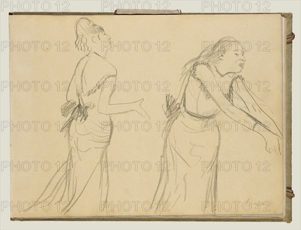 Sketches of a Café Singer; Edgar Degas, French, 1834 - 1917, about 1877; Graphite