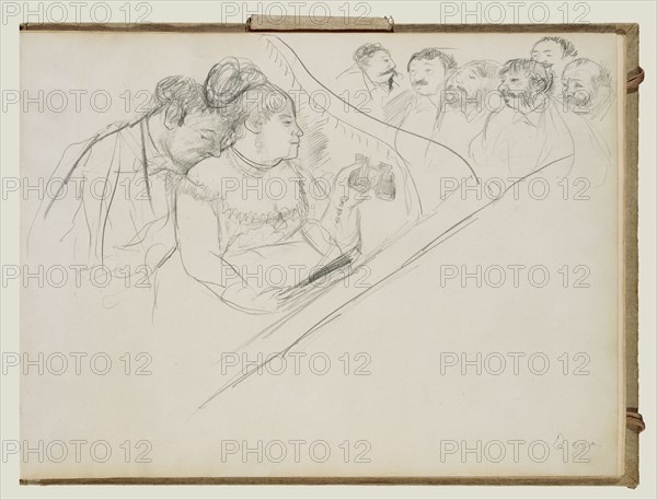 Opera Boxes; Edgar Degas, French, 1834 - 1917, about 1877; Graphite