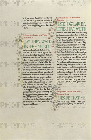 Decorated Text Page; Madelyn Walker, English, active 1930s, England; about 1930; Gold leaf, tempera colors, and pen and black