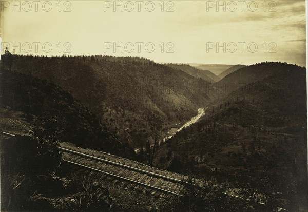 Cape Horn, Nevada County, California, CPRR; Carleton Watkins, American, 1829 - 1916, Lake Tahoe, California, United States