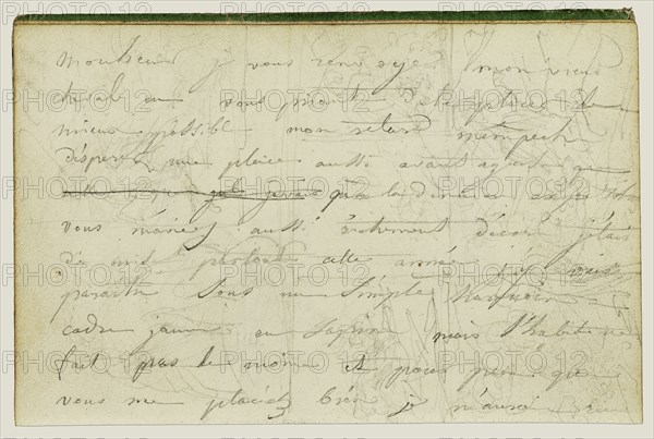 Draft Letter; Théodore Géricault, French, 1791 - 1824, 1812 - 1814; Graphite; 15.2 x 10.6 cm, 6 x 4 3,16 in