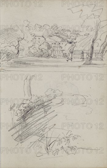 View of a Country House and Foliage; Théodore Géricault, French, 1791 - 1824, 1812 - 1814; Graphite; 15.2 × 10.6 cm