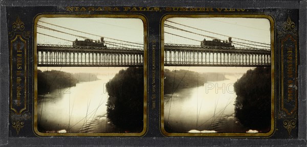 Niagara Falls, Summer View, Suspension Bridge, and Falls in the Distance; Langenheim Brothers Frederick and William Langenheim