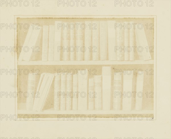 A Scene in a Library; William Henry Fox Talbot, English, 1800 - 1877, Reading, England; 1844; Salted paper print; 13.1 × 17.8