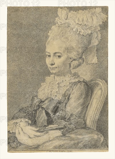 Portrait of a Young Woman; Charles-Nicolas Cochin II, French, 1715 - 1790, France; 1781; Black chalk; 16 x 11.4 cm