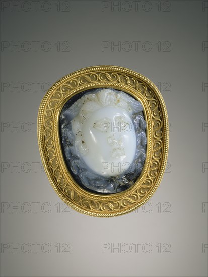 Cameo Gem Set into a Mount; Gem Unknown, Mount by Alessandro Castellani; Roman Empire; 2nd - 3rd century; Sardonyx set