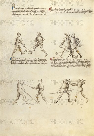 Combat with Pollaxe; Fiore Furlan dei Liberi da Premariacco, Italian, about 1340,1350 - before 1450, Venice, Italy; about 1410