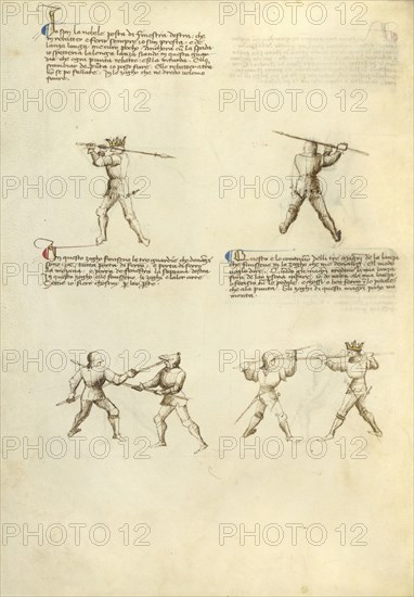 Combat with Lance; Fiore Furlan dei Liberi da Premariacco, Italian, about 1340,1350 - before 1450, Venice, Italy; about 1410