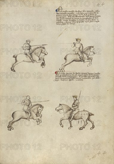 Equestrian Combat with Lance and Sword; Fiore Furlan dei Liberi da Premariacco, Italian, about 1340,1350 - before 1450, Venice