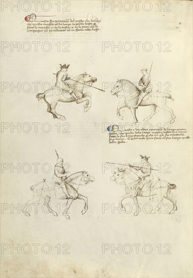 Equestrian Combat with Lance and Sword; Fiore Furlan dei Liberi da Premariacco, Italian, about 1340,1350 - before 1450, Venice