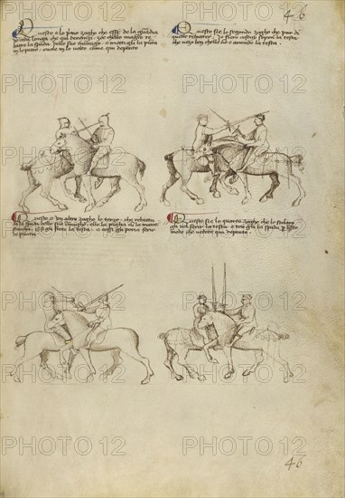 Equestrian Combat with Sword; Fiore Furlan dei Liberi da Premariacco, Italian, about 1340,1350 - before 1450, Venice, Italy