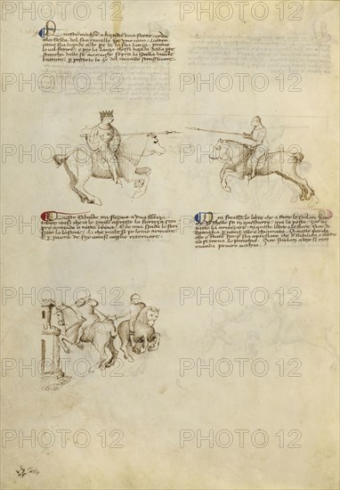 Equestrian Combat with Lance and Dagger; Fiore Furlan dei Liberi da Premariacco, Italian, about 1340,1350 - before 1450, Venice