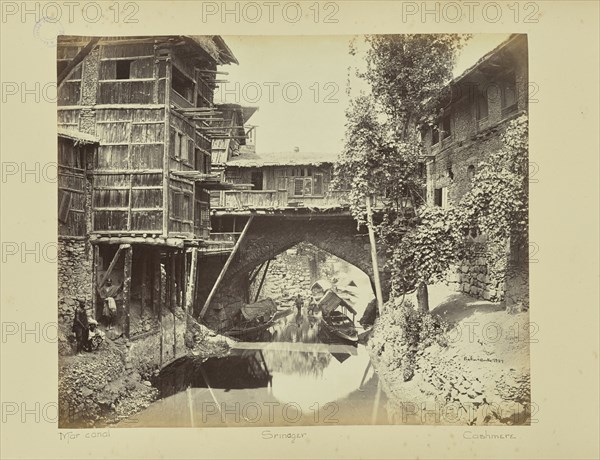 Old Bridge on the Mar Canal; Baker & Burke, British, 1867 - 1872, Srinagar, Kashmir, India; 1868; Albumen silver print