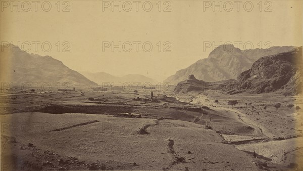 General View Ispola and Sultan Kheyl Villages, showing Buddhist Tope; John Burke, British, active 1860s - 1870s, Afghanistan