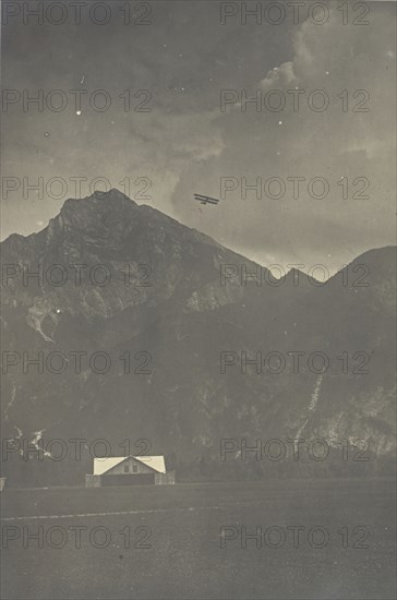 Plane flying over mountains; Fédèle Azari, Italian, 1895 - 1930, Italy; 1914 - 1929; Gelatin silver print; 16.5 x 17 cm