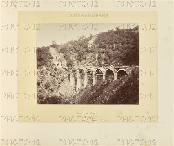 Gotthardbahn Piantorino Viaduct, Im Bau, Adolphe Braun & Cie, French, 1876 - 1889, Dornach, France; about 1875–1882; Albumen