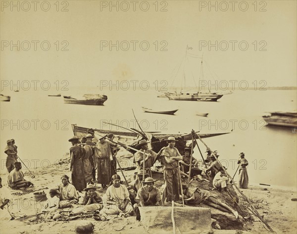 Campement de Bateliers Boliviens; Albert Frisch, German, 1840 - 1918, Manaus, Brazil; about 1867; Albumen silver print