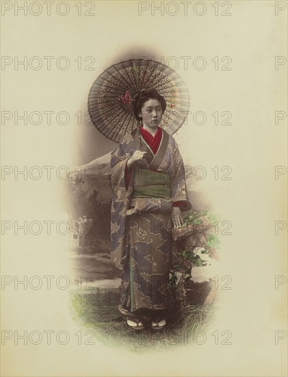 Woman with Parasol; Kusakabe Kimbei, Japanese, 1841 - 1934, active 1880s - about 1912, Japan; 1870s - 1890s; Hand-colored