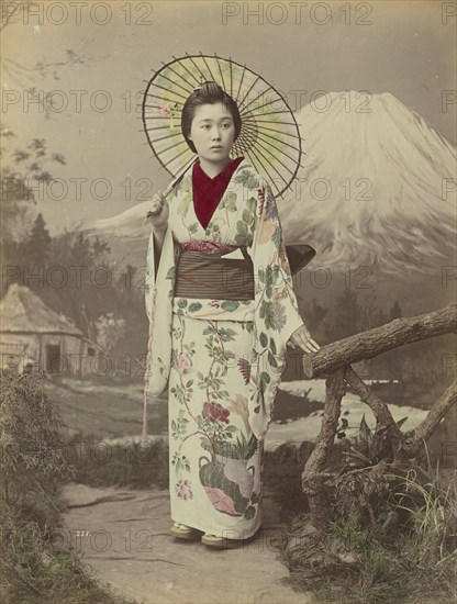 Woman with Parasol; Kusakabe Kimbei, Japanese, 1841 - 1934, active 1880s - about 1912, Japan; 1870s - 1890s; Hand-colored