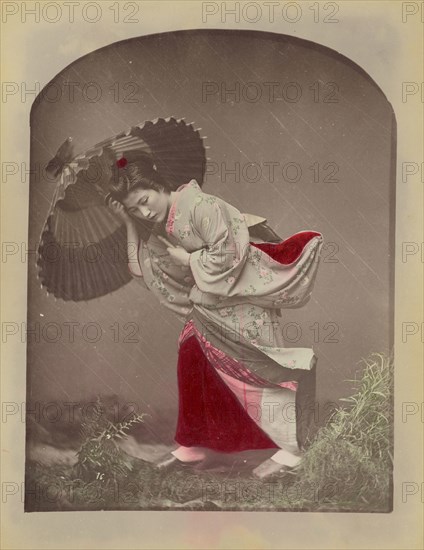 Wind Costume; Baron Raimund von Stillfried, Austrian, 1839 - 1911, Japan; 1870s - 1890s; Hand-colored Albumen silver print