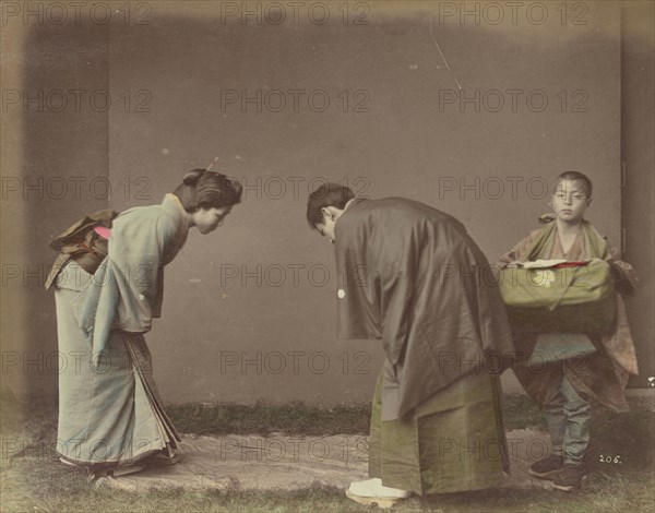 Happy New Year; Kusakabe Kimbei, Japanese, 1841 - 1934, active 1880s - about 1912, Japan; 1870s - 1890s; Hand-colored Albumen