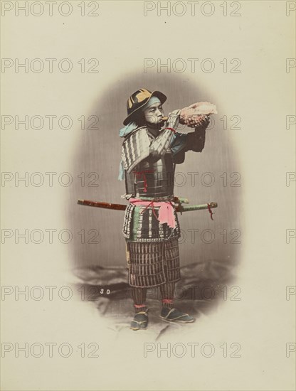 Samurai in Armour; Kusakabe Kimbei, Japanese, 1841 - 1934, active 1880s - about 1912, or Baron Raimund von Stillfried, Austrian