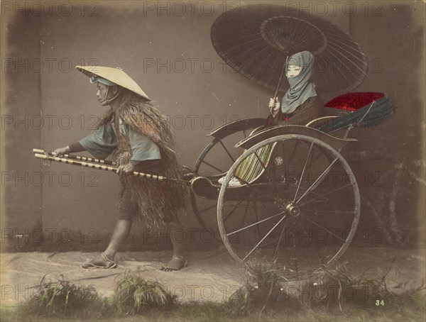Jinrikishia; Kusakabe Kimbei, Japanese, 1841 - 1934, active 1880s - about 1912, Japan; 1870s - 1890s; Hand-colored Albumen