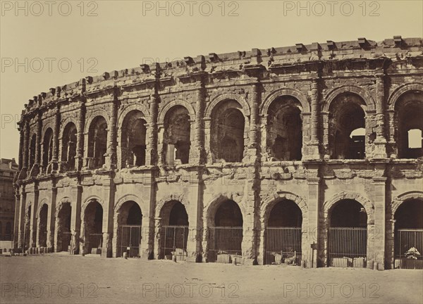 Nimes. Amphithéâtre; Édouard Baldus, French, born Germany, 1813 - 1889, France; about 1861; Albumen silver print