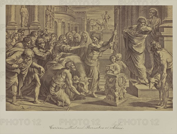 Cartoon, Paul and Barnabus at Athens; Attributed to Leonida Caldesi, Italian, 1823 - 1891, Great Britain; 1865; Albumen silver