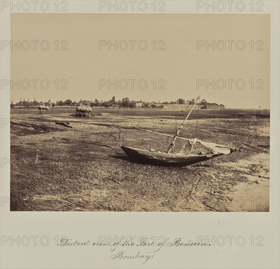 Distant view of the Fort Bassein, Bombay; James Robertson, English, 1813 - 1888, Bombay, India; around 1850; Albumen silver