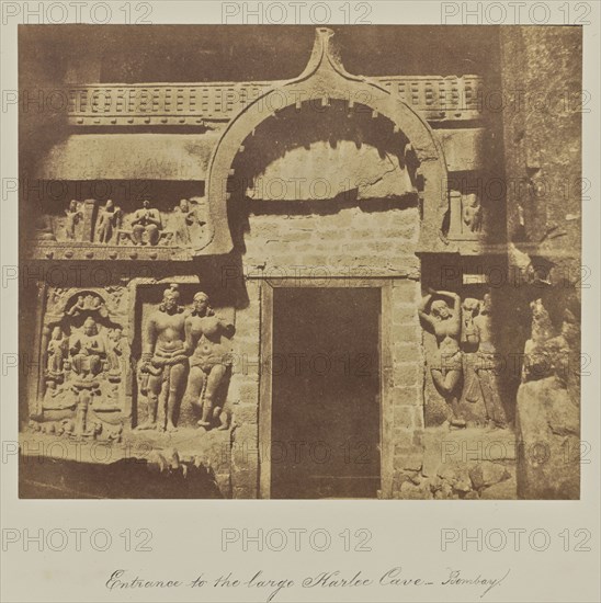Entrance to the large Karlee Cave. - Bombay; Attributed to Col. T. Biggs, British, 1822 - 1905, or Dr. William Henry Pigou