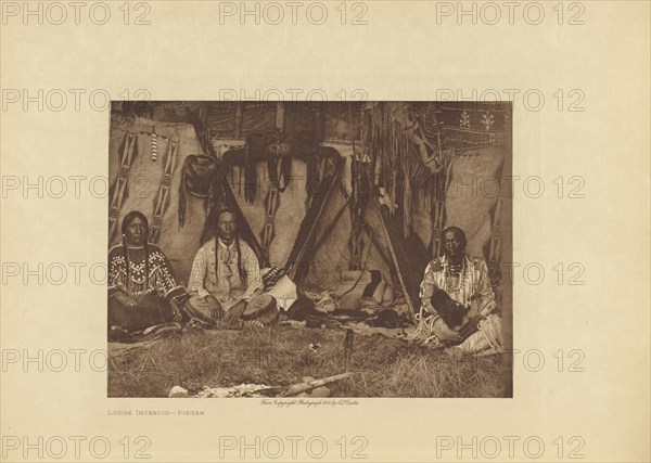 Lodge Interior - Piegan; Edward S. Curtis, American, 1868 - 1952, Seattle, Washington, United States; 1911; Photogravure