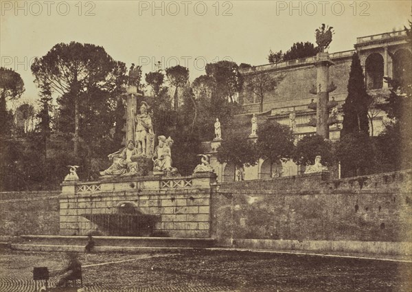 Fountain in the Piazza del Popolo, Rome; Mrs. Jane St. John, British, 1803 - 1882, Rome, Italy; 1856 - 1859; Albumen silver