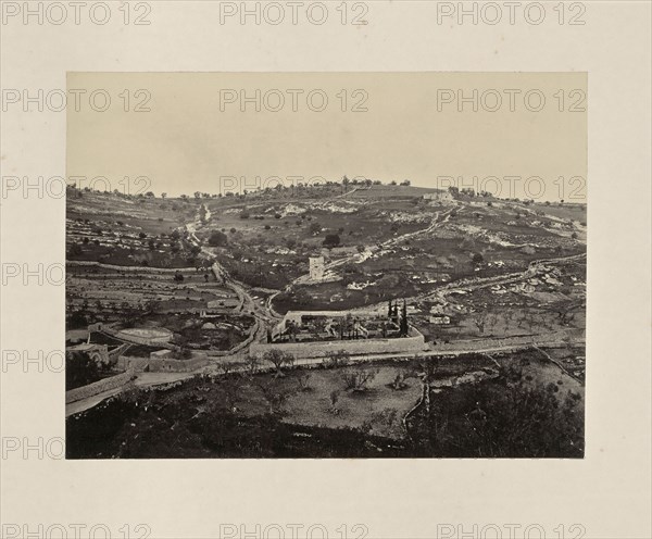 The Garden of Gethsemane and Mount of Olives; Francis Frith, English, 1822 - 1898, Jerusalem, Israel; about 1865; Albumen