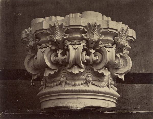 Chapiteau des colonnes supportant la 1re volée du grand escalier; Louis-Émile Durandelle, French, 1839 - 1917, Paris, France