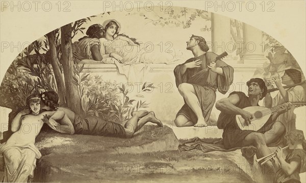 La Musique amoureuse; Louis-Émile Durandelle, French, 1839 - 1917, Paris, France; about 1875; Albumen silver print