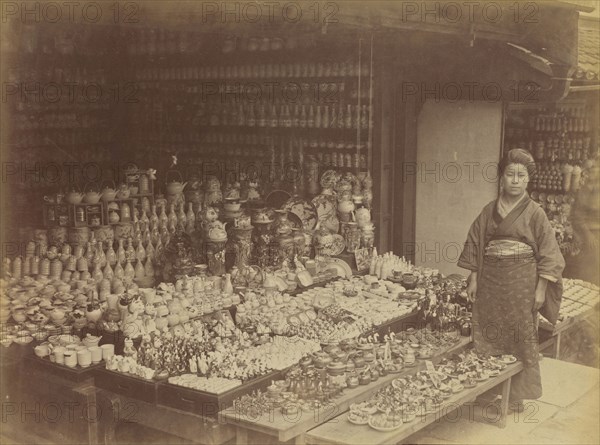 Earthen Store, Shimizu, Kyoto; Attributed to Kusakabe Kimbei, Japanese, 1841 - 1934, active 1880s - about 1912, Kyoto, Japan