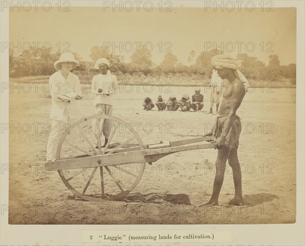Luggie , measuring lands for cultivation, Oscar Mallitte, British, about 1829 - 1905, active Allahabad, India 1870s, Allahabad