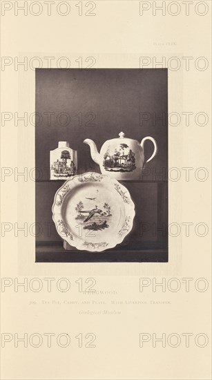 Tea pot, caddy, and plate; William Chaffers, English, 1811 - 1892, London, England, Europe; 1871; Woodburytype; 11.9 x 8.2 cm